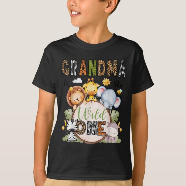 Camiseta Grandma Of The Wild One 1st Birthday Boy Jungle Sa (Anverso)
