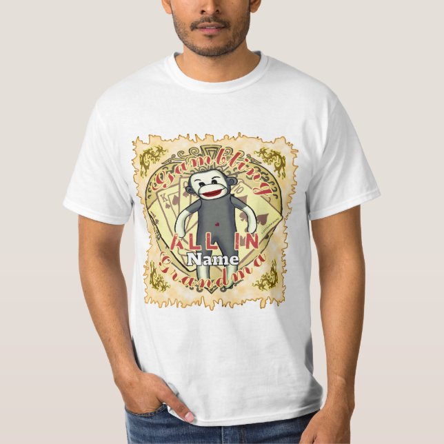 Camiseta Grandma Sock Monkey poker (Anverso)