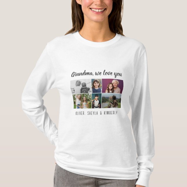 Camiseta Grandma we love you Grandchildren 6 Photo Collage (Anverso)
