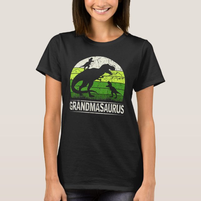 Camiseta Grandmasaurus T Rex 2 Día de la Madre de dos niños (Anverso)