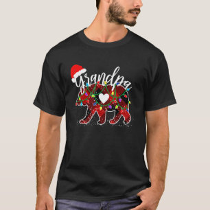 Camiseta Grandpa Bear Christmas Red Buffalo Plaid Santa Hat