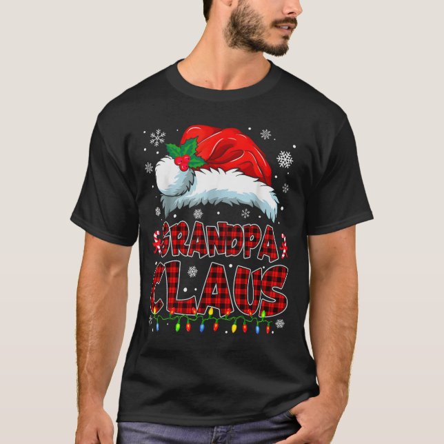 Camiseta Grandpa Claus Christmas Lights Pajama Family Group (Anverso)
