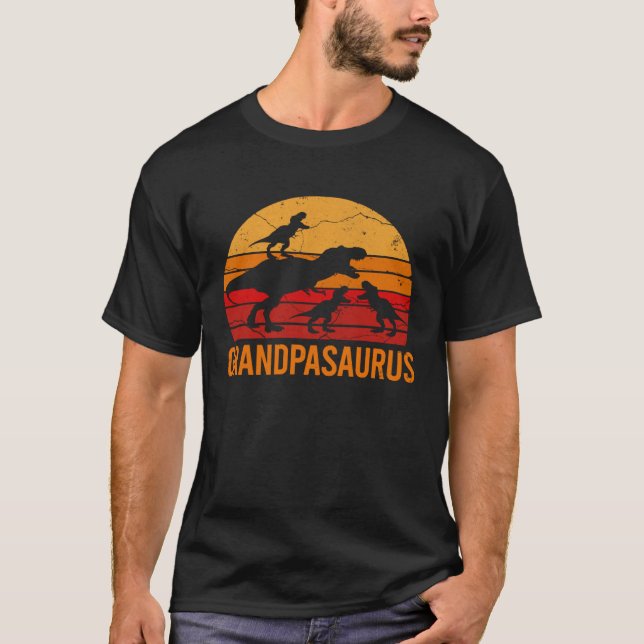Camiseta Grandpa Dinosaur Daddy  3 Three Kids Grandpasaurus (Anverso)