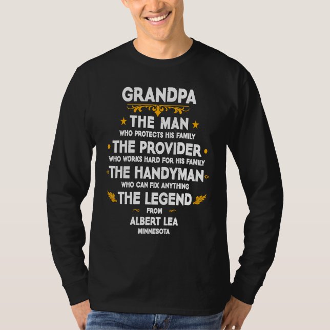 Camiseta Grandpa family Quote USA City Albert Lea Minnesota (Anverso)
