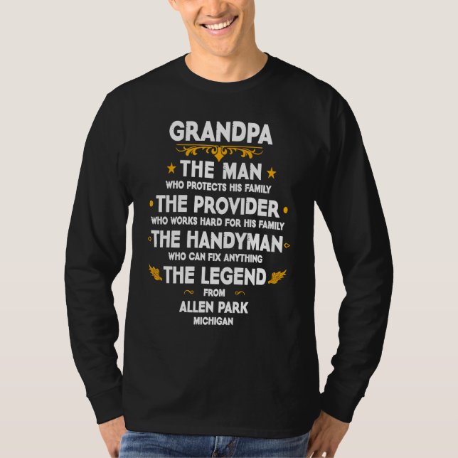 Camiseta Grandpa family Quote USA City Allen Park Michigan (Anverso)
