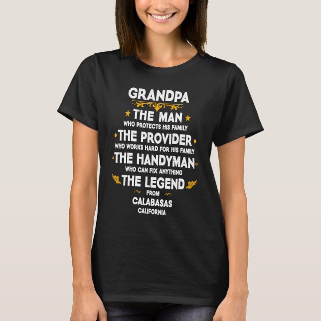 Camiseta Grandpa family Quote USA City Calabasas California (Anverso)