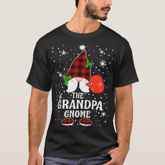 Camiseta Grandpa Gnome Buffalo Plaid Matching Family Christ (Anverso)