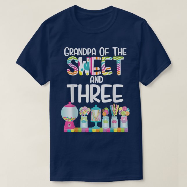Camiseta Grandpa Of The Sweet and Three Candy Birthday Loll (Diseño del anverso)