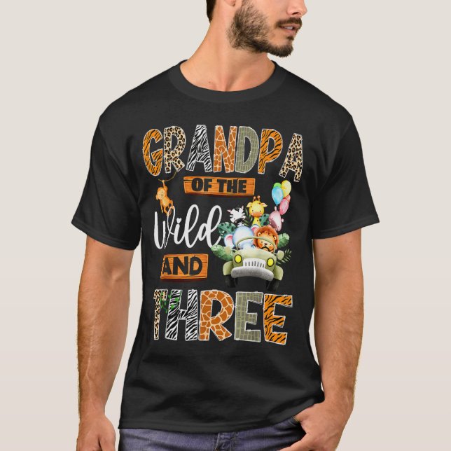 Camiseta Grandpa Of The Wild And Three 3rd Birthday Boy Saf (Anverso)