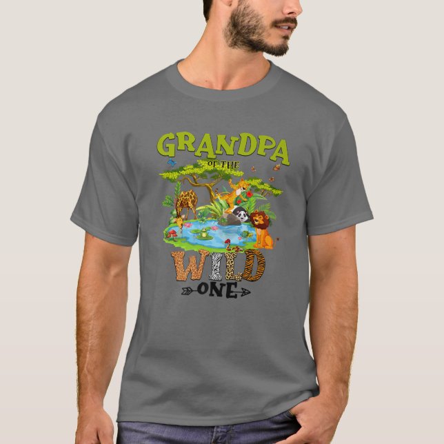 Camiseta Grandpa Of The Wild One Zoo Birthday Woodland Anim (Anverso)