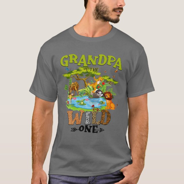 Camiseta Grandpa Of The Wild One Zoo Birthday Woodland Anim (Anverso)