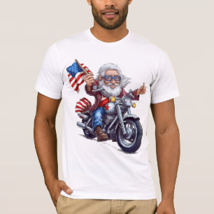 CAMISETA GRANDPA PATRIÓTICA EN MOTOCICLO