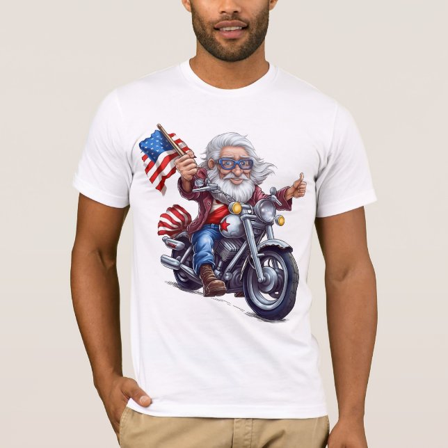 CAMISETA GRANDPA PATRIÓTICA EN MOTOCICLO (Anverso)