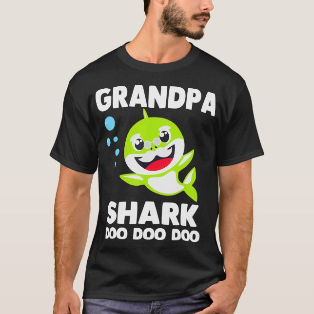 Camiseta Grandpa Shark  Funny Fathers Day Gift for Mens Kid (Anverso)