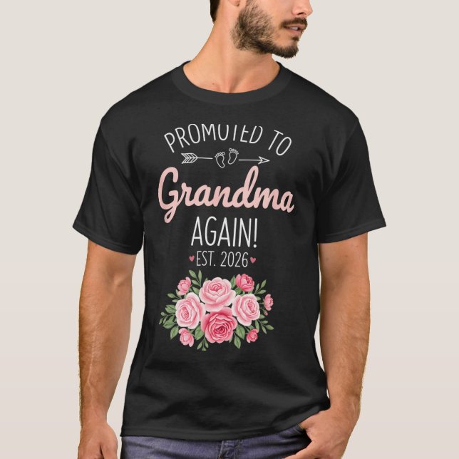 Camiseta Grandparent Promoted To Grandma Again Est. 2026, N (Anverso)