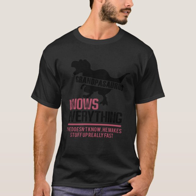 Camiseta Grandpasaurus Grandpa Knows Everything Saurus Fami (Anverso)