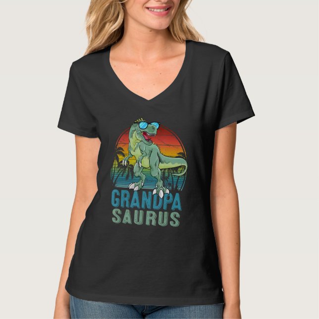 Camiseta Grandpasaurus Rex Dinosaur Retro Dad Saurus Famili (Anverso)
