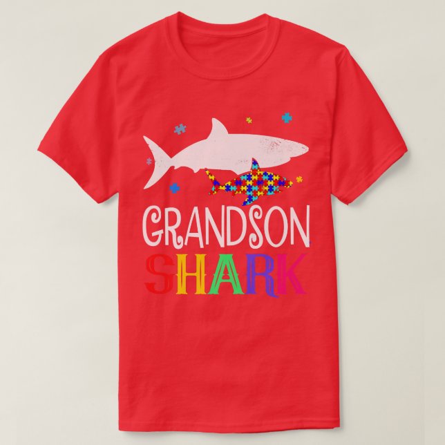 Camiseta Grandson Shark Family Cool Autism Awareness Gift P (Diseño del anverso)