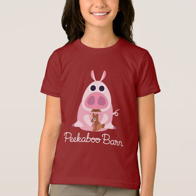 Camiseta Granero Pascua el | del Peekaboo receloso el cerdo (Anverso)