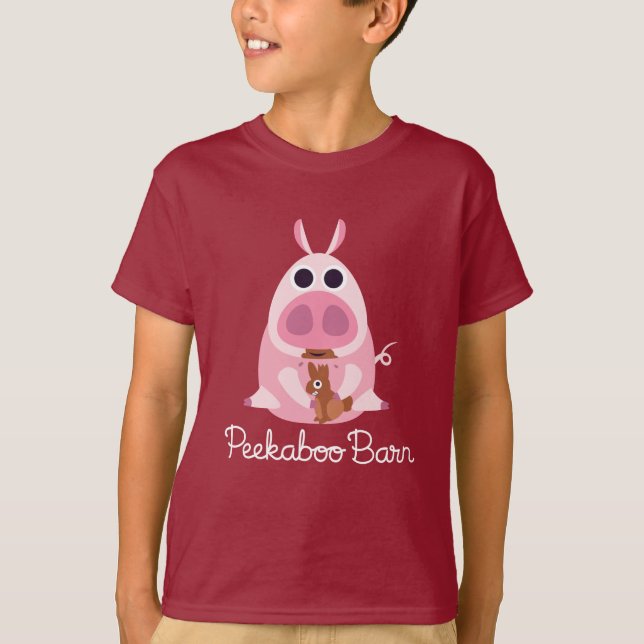 Camiseta Granero Pascua el | del Peekaboo receloso el cerdo (Anverso)