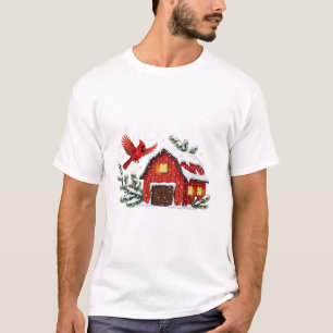 Camiseta Granero Rojo Cardinal Noche de Invierno