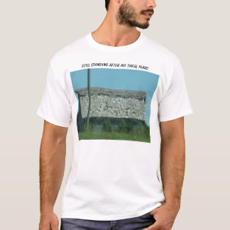 Camiseta Granero viejo hecho andrajos, todavía colocándose