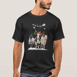 Camiseta Granja Animal Árbol de Navidad Oveja Vaca Reno de