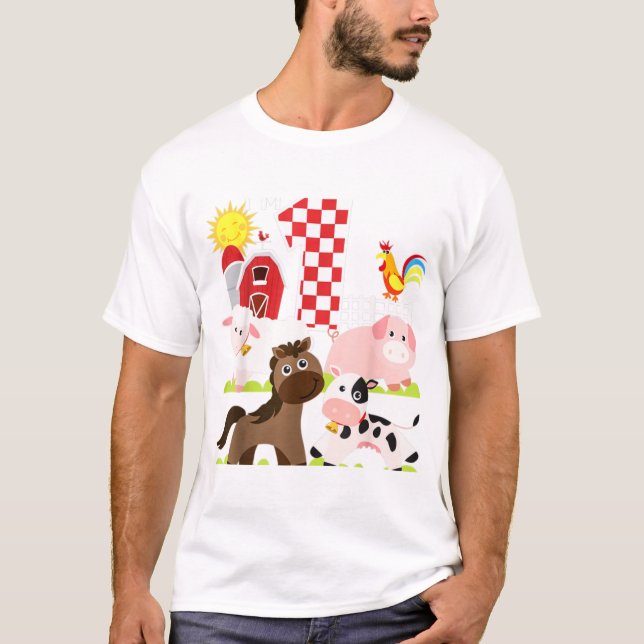 Camiseta Granja Animales Barnyard Primer cumpleaños Im 1 añ (Anverso)