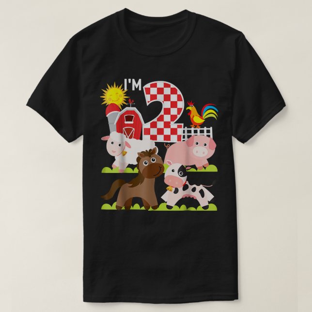 Camiseta Granja Animales Barnyard Segundo Cumpleaños Tengo  (Diseño del anverso)