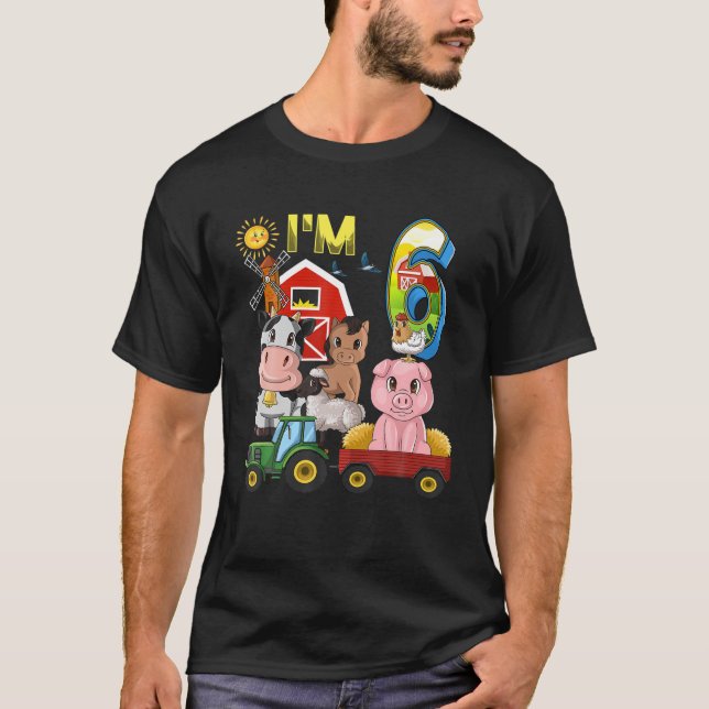 Camiseta Granja Animales Barnyard Tractor 6º Cumpleaños Ten (Anverso)