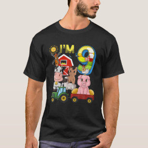 Camiseta Granja Animales Barnyard Tractor Noveno Cumpleaños
