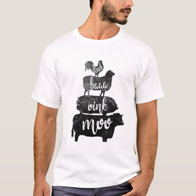 Camiseta Granja Animales Pirámide Granjero Chica de Camisas (Anverso)