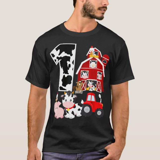 Camiseta Granja Barnyard Tema Cerdo Caballo de Vaca 1er cum (Anverso)