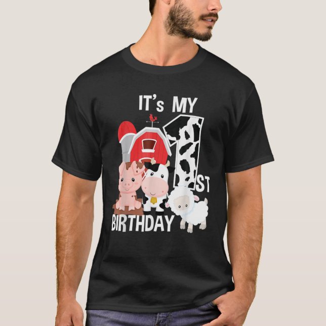 Camiseta Granja de animales de 1 año es mi primer Fiesta de (Anverso)