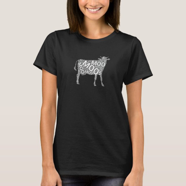 Camiseta Granja de animales de tipografía Vaca (Anverso)