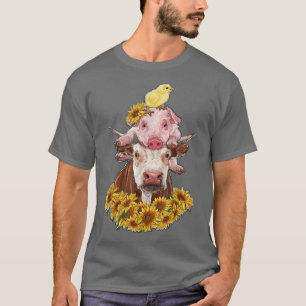 Camiseta Granja de animales de vaca Pollo de cerdo con gira