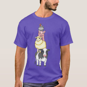 Camiseta Granja de animales Familia Vaca Cerdo Rooster Prem