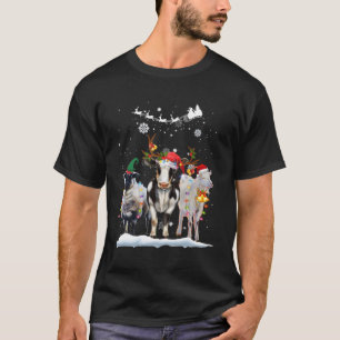 Camiseta Granja de animales Ovejas de vaca Luces de reno de