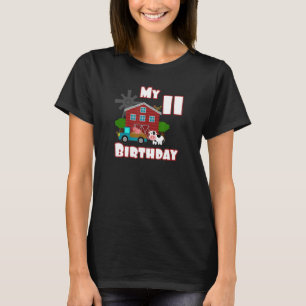 Camiseta Granja de animales Pig Cow Tractor 11º cumpleaños 