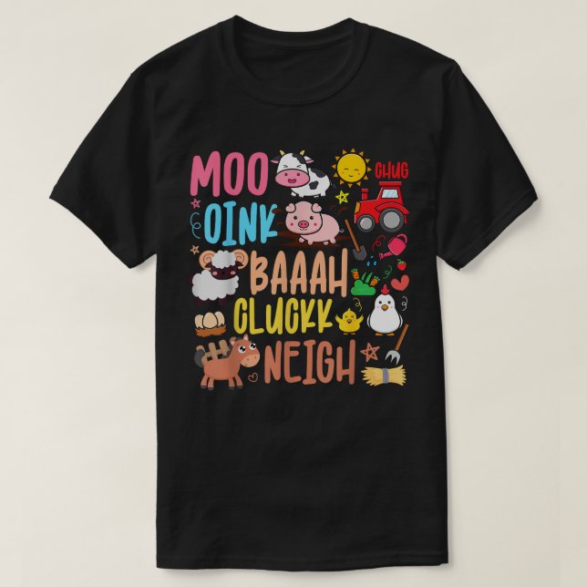 Camiseta Granja de animales suena Oink Baa Neigh Cluck Moo  (Diseño del anverso)