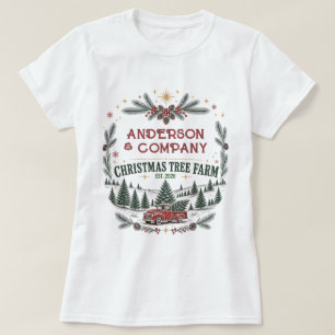 Camiseta Granja de árboles de Navidad con nombre de familia
