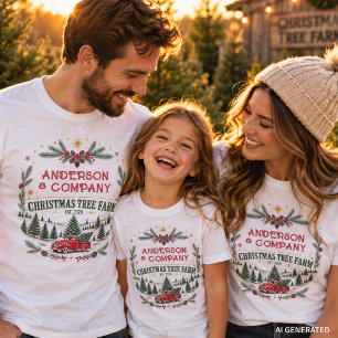 Camiseta Granja de árboles de Navidad con nombre de familia