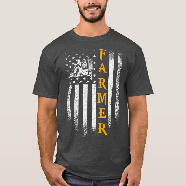 Camiseta Granja de bandera estadounidense de granjero de tr (Anverso)