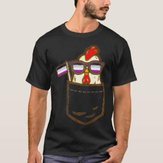 Camiseta Granja de bolsillos de animal de pollo Bandera ass