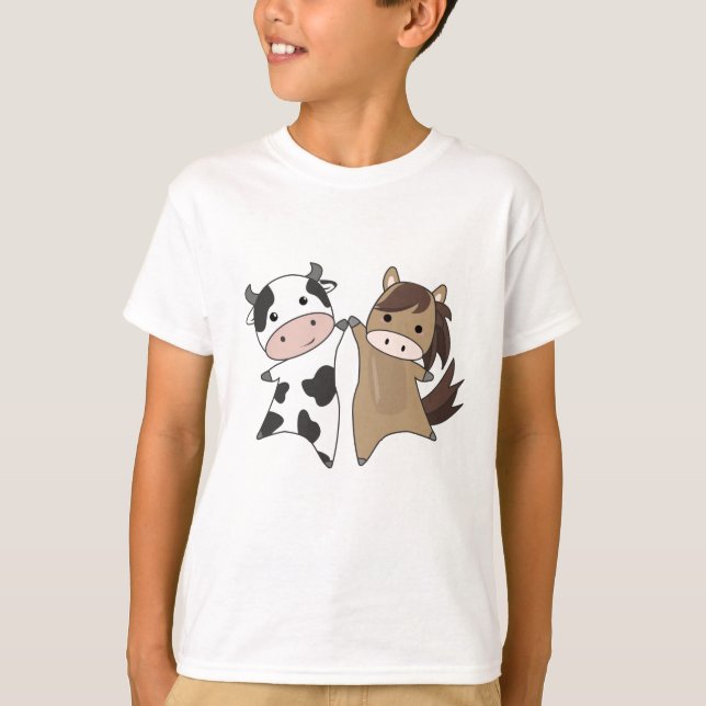Camiseta Granja de caballos de vaca, animales dulces Bauer  (Anverso)