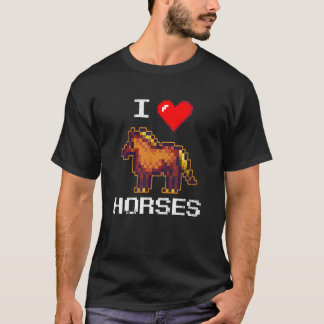 Camiseta Granja de caballos pixelada Animal Dueño de caball