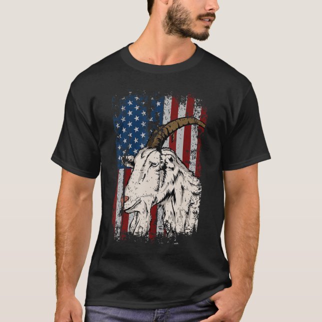 Camiseta Granja de cabra patriótica con bandera estadounide (Anverso)