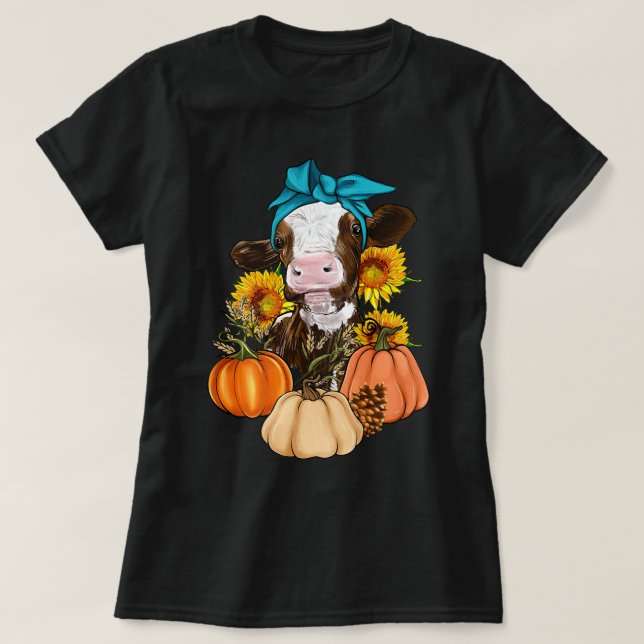Camiseta Granja de calabaza de la vaca cutánea Caída Farme  (Diseño del anverso)