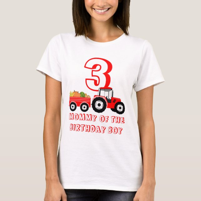 Camiseta Granja de Camión Rojo Produce A Mamá Niño Cumpleañ (Anverso)