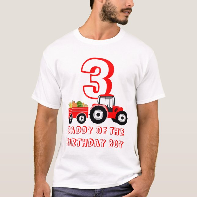 Camiseta Granja de Camión Rojo Produce Papi Cumpleaños Niño (Anverso)